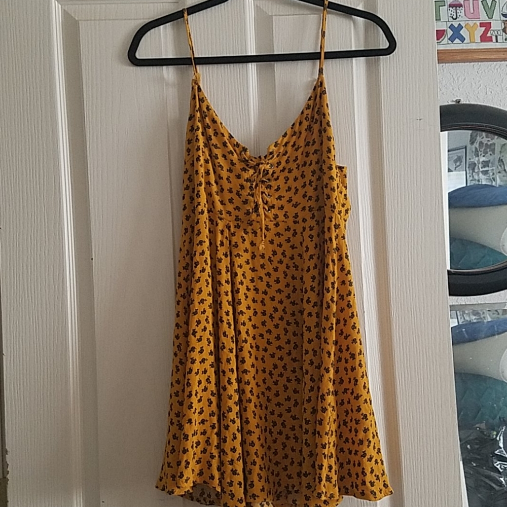 Forever21 Burnt Yellow Print Sun Dress